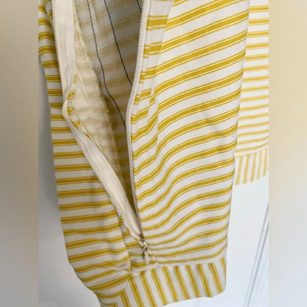 Pillow Cover, All Cotton w/ Zipper. 29x29 in Yellow-White Stripe W/Blue Ribbon